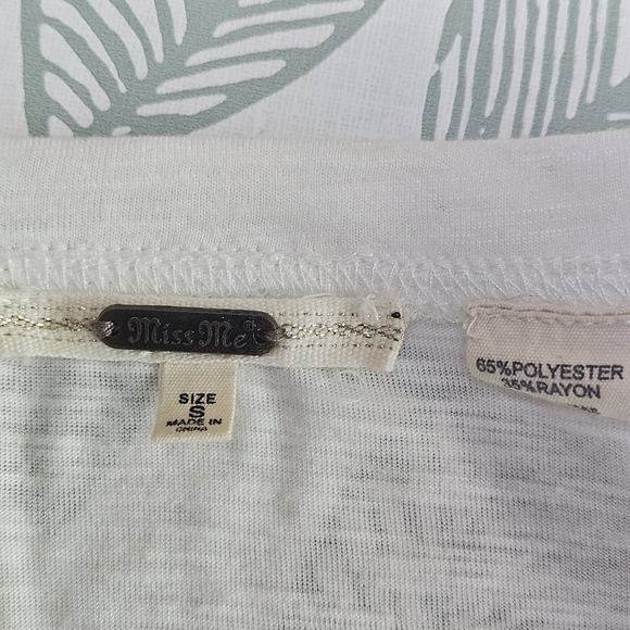 Miss Me White Tank Top with Gold Embellishments, Size Small - Picture 2 of 4